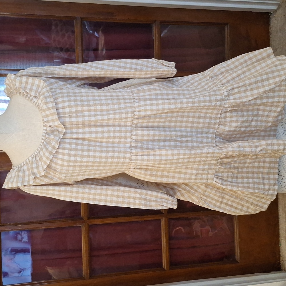 J. Crew (Factory) Seersucker Ruffleneck Mini Dress - Picture 4 of 8